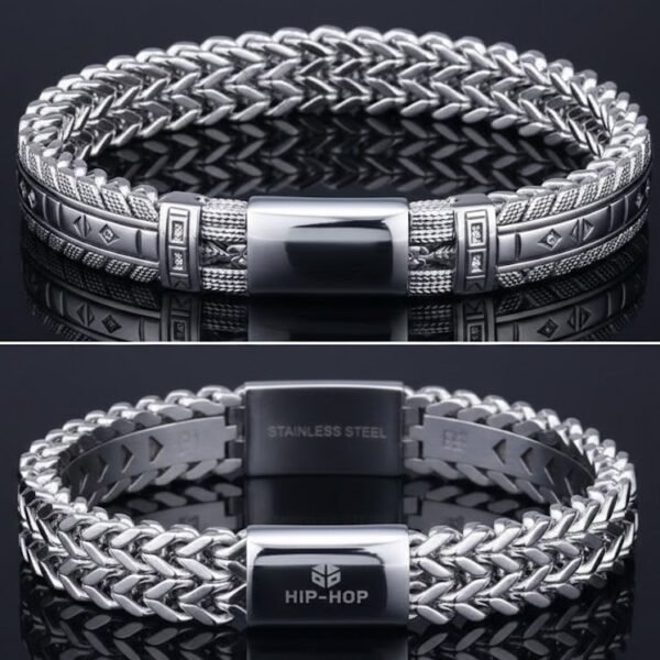 hip-hop stainless steel front and back men's bracelet